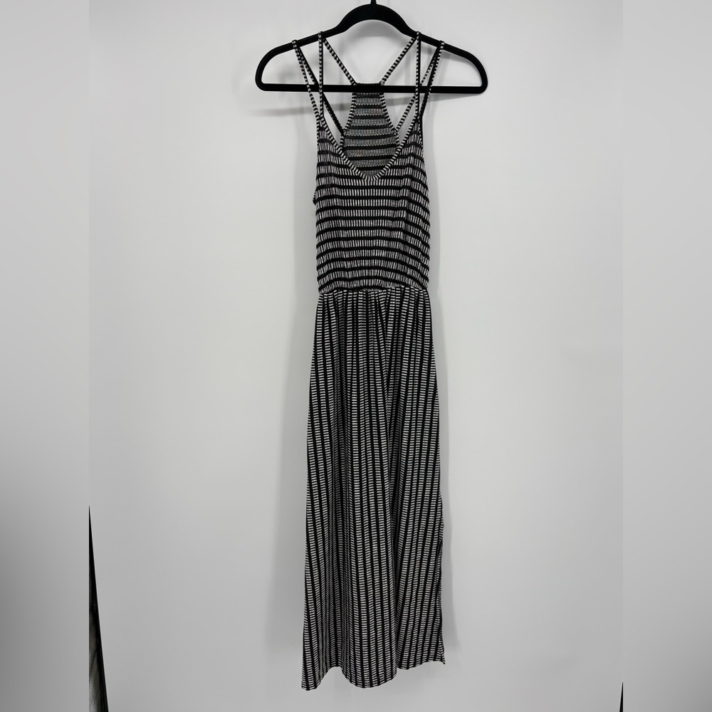 CAUTION TO THE WIND Dress Striped Black & White Maxi Racerback Women’s Small